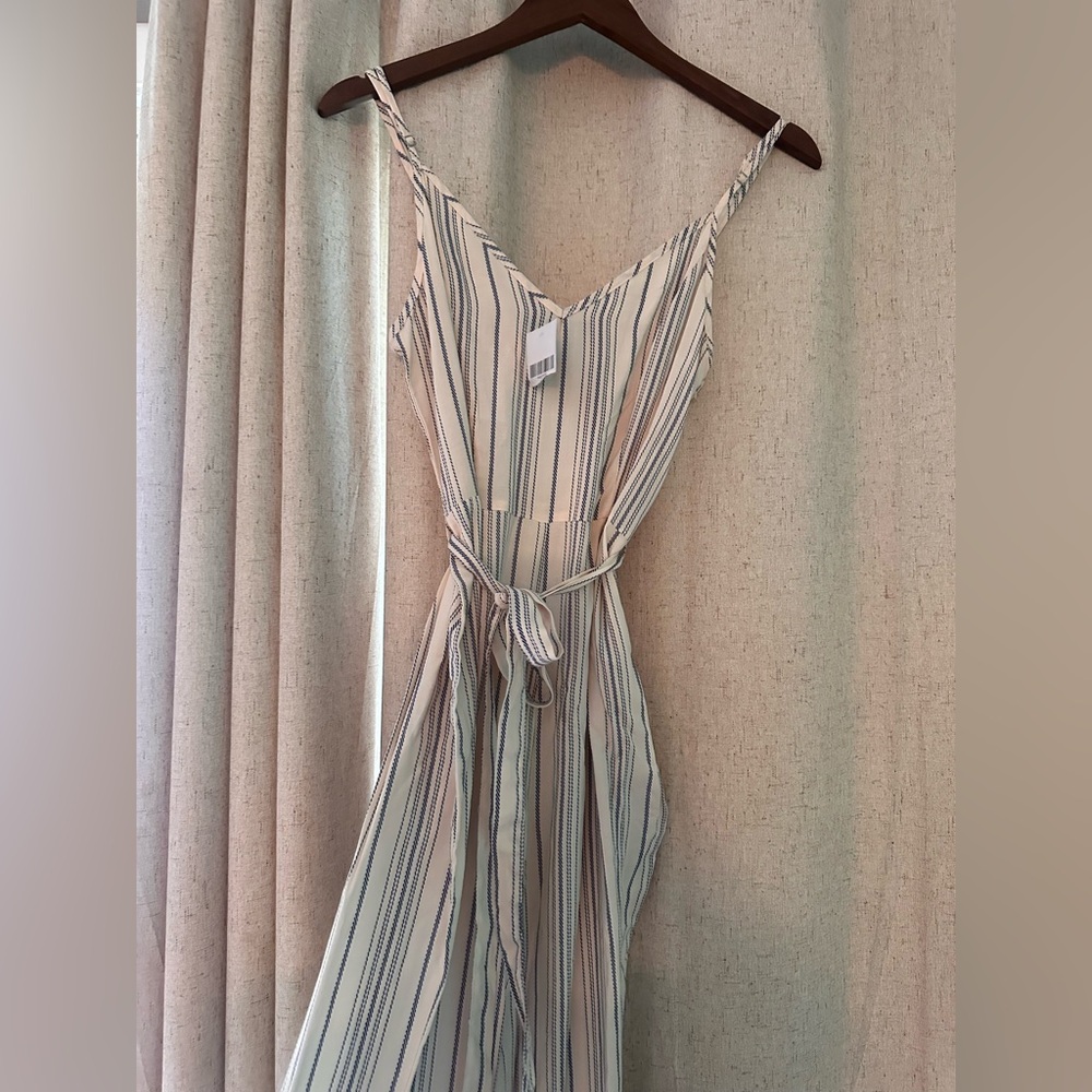 Forever 21 Striped Jumpsuit - White and Blue